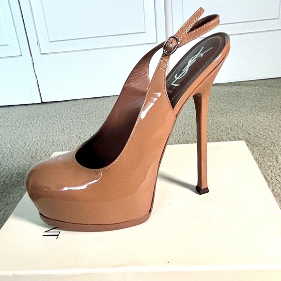 YSL SAINT LAURENT Rive Gauche Tribtoo105 Slingback Soft Nude/EU 40 US 10 BNIB - Picture 12 of 16